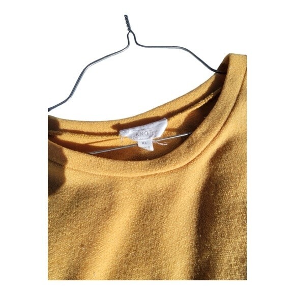 Stitch and Knot Womens Half Sleeve Top Crew Neck Shirt Round Hem Yellow Size XL - Picture 2 of 3
